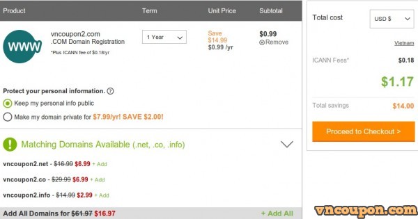 GoDaddy - 仅 $0.99 域名 .com registration Sep 2014