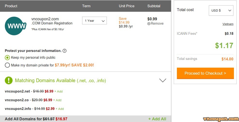 GoDaddy – 仅 $0.99 域名 .com registration Sep 2014