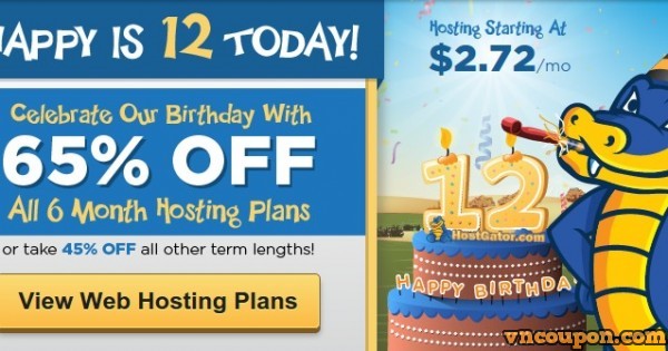 Hostgator - Birthday Sale 最高优惠65% New Hosting