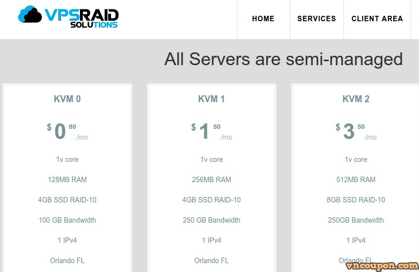 VPSRAID Solutions – KVM SSD VPS – Low price from 6$每年