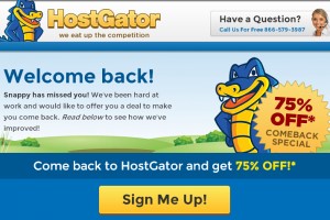 Hostgator – 优惠75% all 虚拟主机套餐 – Welcome Back 特价机 优惠信息