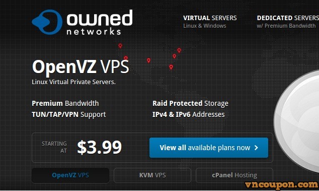 OwnedNetworks – Storage OpenVZ VPS 最低 $13每年