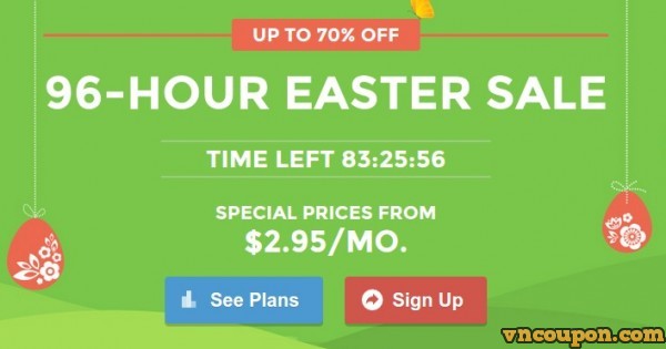 SiteGround - 96 Hour Easter Sale - 最高优惠70% 虚拟主机