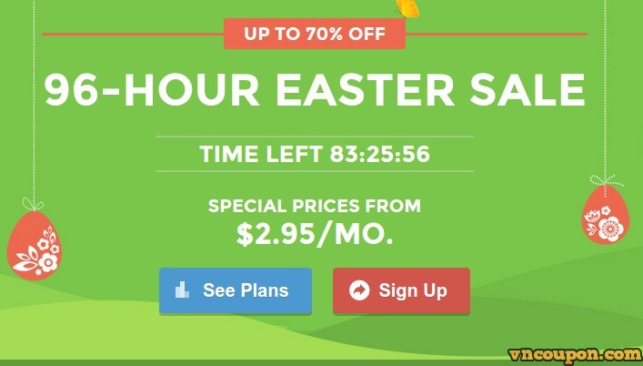 SiteGround – 96 Hour Easter Sale – 最高优惠70% 虚拟主机