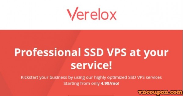 Verelox - 1GB内存KVM VPS 仅 2.99 €/mo - 优惠30% 永久