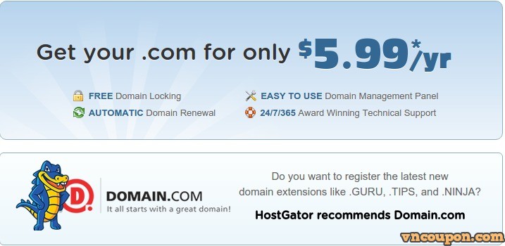 HostGator – Get your .com 域名 for 仅 $5.99每年