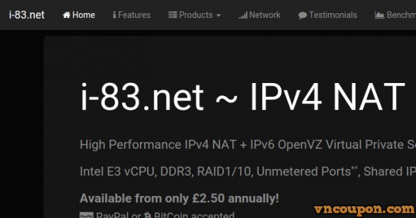 i-83.net - 高性能 IPv4 NAT VPS - New Location New Delhi, India & Singapore 最低 2.50英镑每年 - Unmetered Port