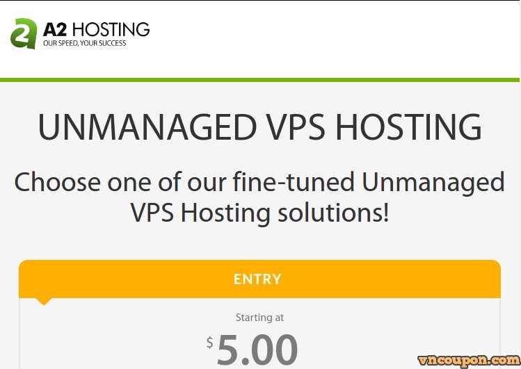 A2 Hosting – SSD VPS Promo 最低 $5每月 in US, EU, Asia