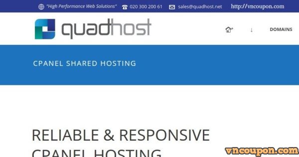 QuadHost UK cPanel 虚拟主机 最低 5英镑每年! SSD/ Dedicated IPv4/ DDoS防护