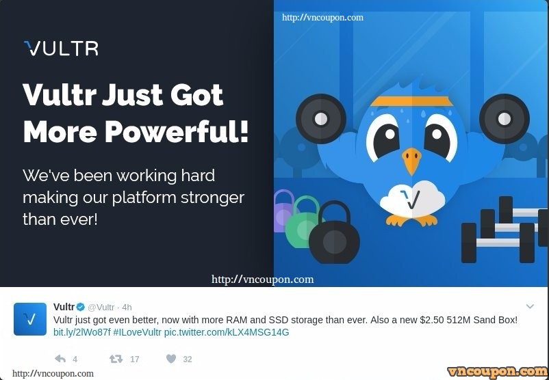 Vultr cut price 50% – Smallest Instance 512MB内存only $2.5每月