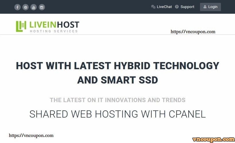 LiveInHost – cPanel 虚拟主机 Offer Starting $0.75每月 or $8每年 | Softaculous | PHP Selector | 免费SSL FOR ALL WEBSITES !!!
