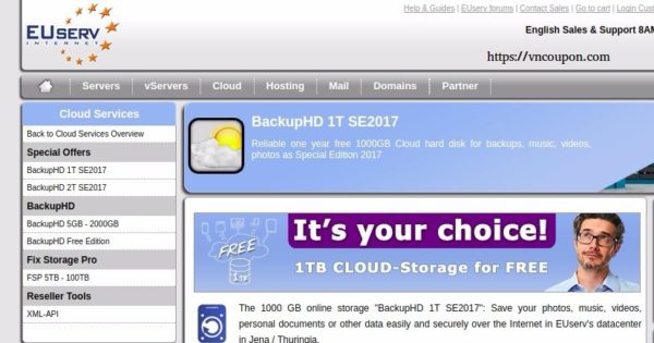 EUserv.com offer BackupHD 1T SE2017 - 1TB Cloud Storage 【免费】