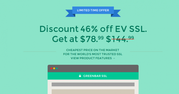Get 优惠46% Greenbar EV SSL from SSLs.com