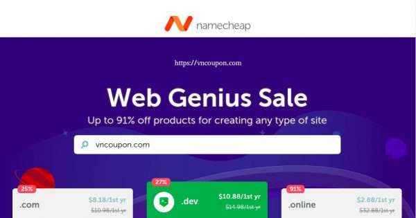 Namecheap 优惠券 & 优惠码 for 三月 2019 – 优惠20% Registration, 续费& 流量 .COM 域名
