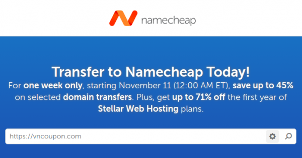 Namecheap 优惠券 & 优惠码 for 十一月2019 – Save 最高45% 域名 流量