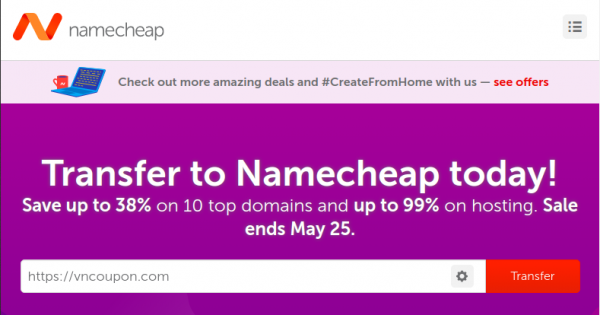 Namecheap 流量 Week Sale – 最高优惠33% 域名, 优惠99% 虚拟主机
