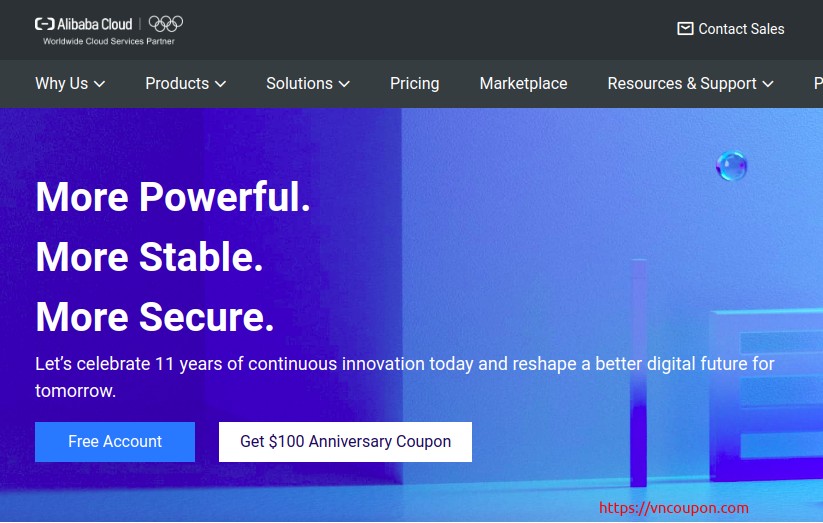 Alibaba Cloud 11th Anniversary 特价机 – $100 优惠券、More Offers