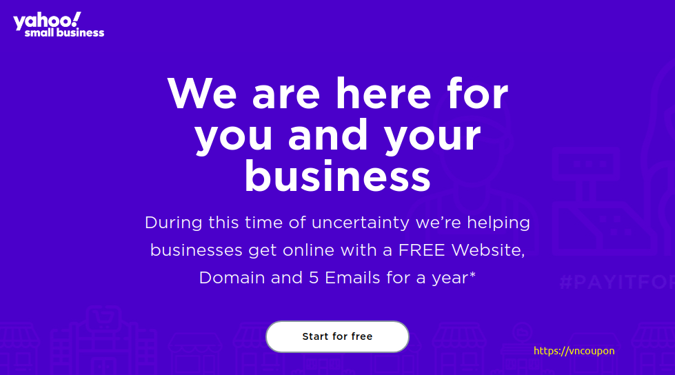 Yahoo – 免费.COM, .NET, .ORG 域名, 5 Emails for a year