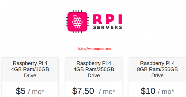 RPIServers - Raspberry Pi Hosting 最低 $5每月 - 4GB RAM/16GB Storage Drive