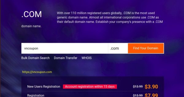 [Pre-黑色星期五 2020] Alibaba Cloud - $3.9 .COM 域名 Registration 限新客户