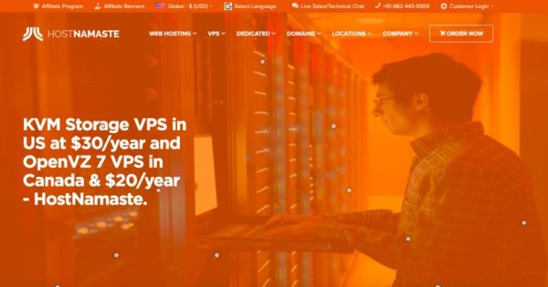 HostNamaste Deals - KVM Storage VPS US 最低 $30每年、OpenVZ 7 VPS 最低 $20每年!