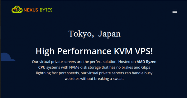 NexusBytes offer Ryzen KVM VPS in Tokyo,日本 仅 $38.4每年 - DOUBLE Storage & 流量