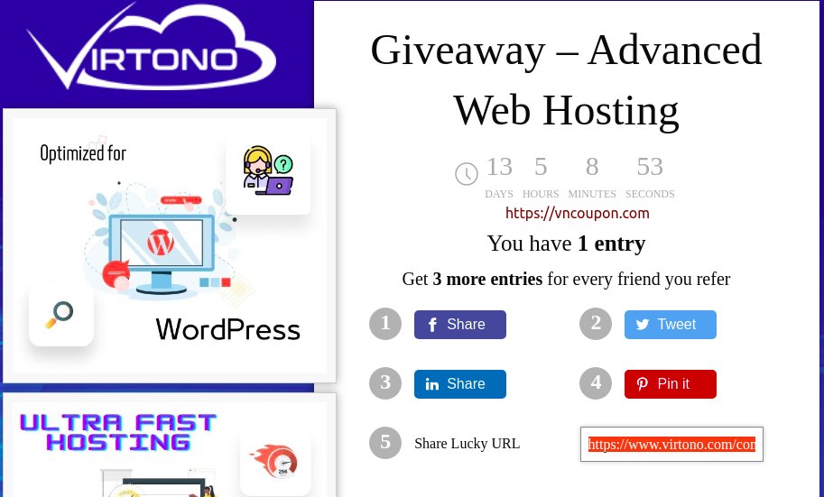 Your chance to grab a 免费Hosting with Virtono