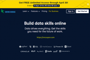 DataCamp – 免费无限 access through 四月30! Learn R, Python & Data Science Online