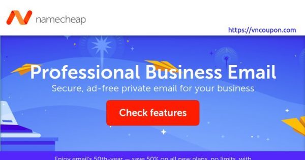 Namecheap - 节省 优惠50% on Professional Business Email套餐