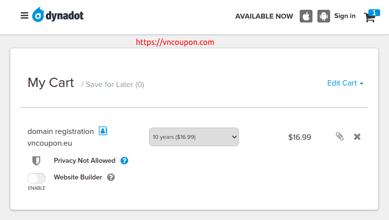 Register .EU 域名 for 10 years 仅 $16.99 on Dynadot