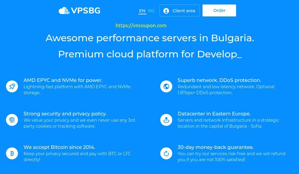 VPSBG – 优惠50% Cloud VPS 最低 €5每月 in Bulgaria