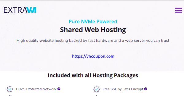 优惠50% ExtraVM cPanel NVMe Hosting