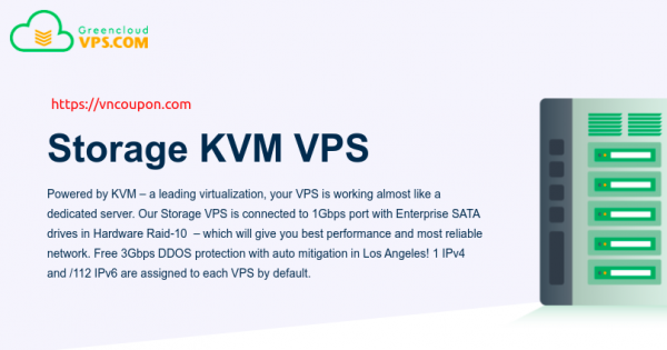 GreenCloudVPS - 特价机 Storage VPS 仅 $48每年 + 优惠10% Storage KVM VPS in 美国/EU/SG/HK/JP/VN