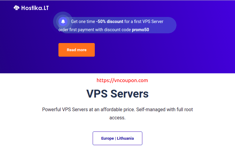 Hostika.LT – 50% 一次性折扣 on KVM VPS