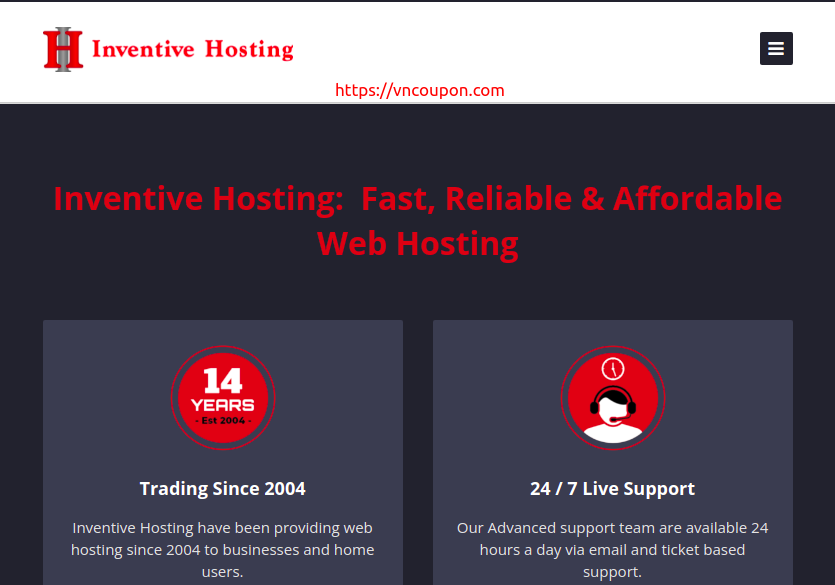 Inventive Hosting – 优惠25% for 首年 虚拟主机 最低 $14.99每年