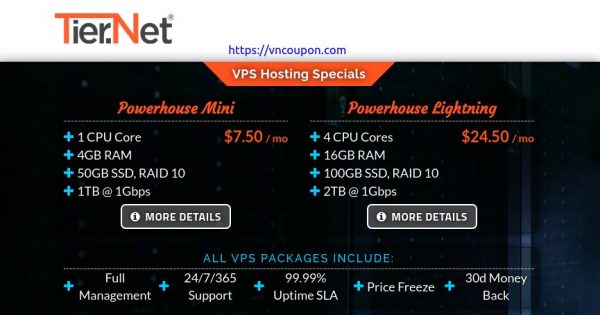 Tier.Net - 高性能 VPS 提供 最低 $8.99每月