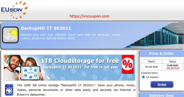 EUServ.com! 免费1TB of Cloud Storage for 1 year