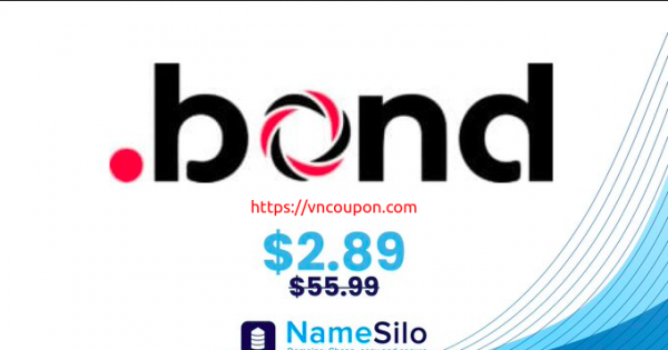 节省 优惠95% .BOND 域名 Name on 首年 for 仅 $2.89 (regular $55.99) at NameSilo