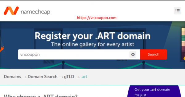 Get your .ART 域名 now just $3.88每年 at Namecheap
