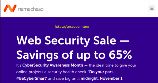 [Web Security Sale] Namecheap - Savings of 最高65%