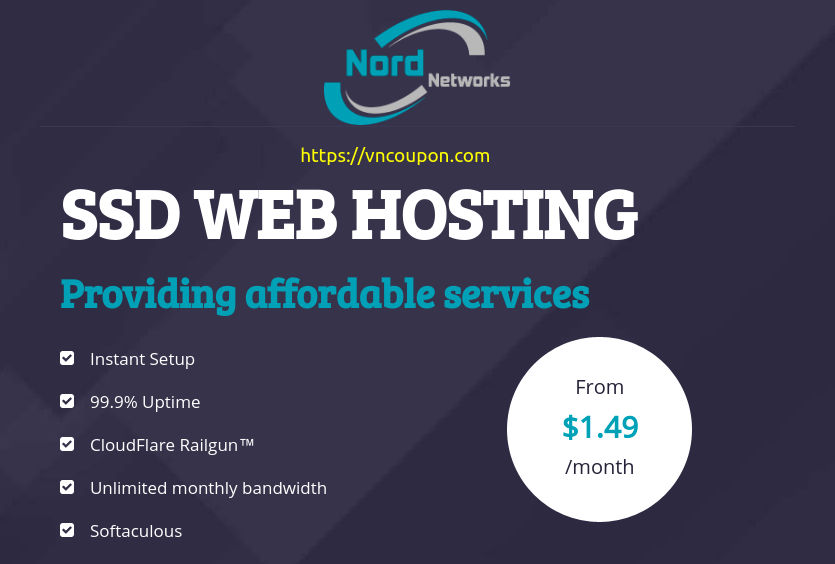 NordNetworks – 优惠50% SSD 虚拟主机 最低 $7.49每年