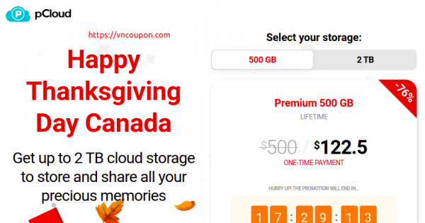 pCloud Happy Thanksgiving Day Canada - 节省 优惠76% Cloud Storage