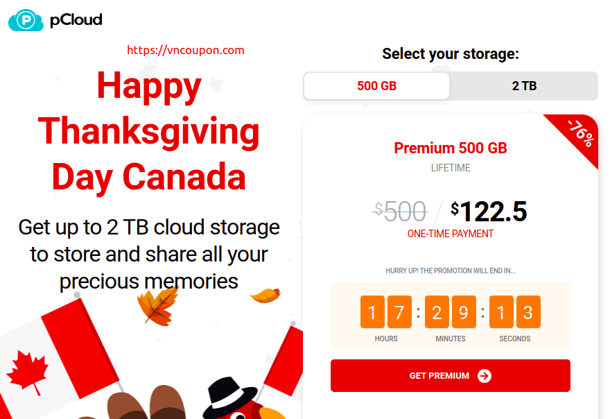 pCloud Happy Thanksgiving Day Canada – 节省 优惠76% Cloud Storage