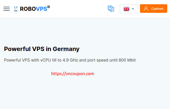 RoboVPS powerful VPS – vCPU speed is till to 4.9GHz 最低 €4,87