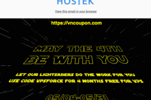 Hostek – May The 4th Be With You – Get 4 months 免费on any VPS