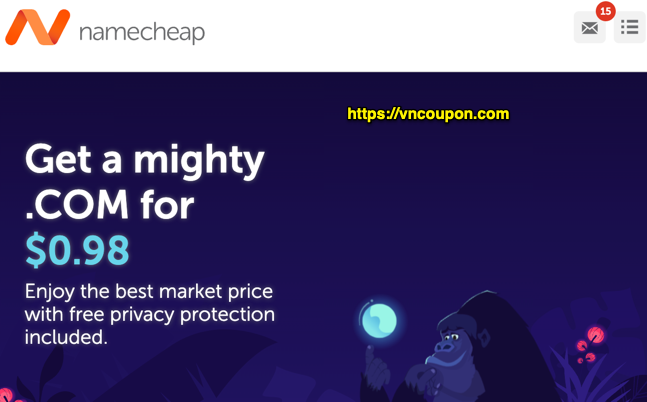Namecheap – Get a mighty .COM for $0.98
