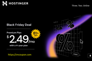 [Pre 黑色星期五 2023] Hostinger – 优惠81% Premium 虚拟主机 for $2.49/mo + 免费域名 (with a 4-year plan)