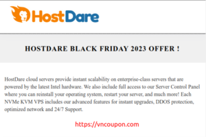 [黑色星期五 2023] HostDare – Deals on VPS 最低 $10.99每年 – Update 网络星期一节日 2023 Offers