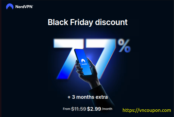 NordVPN 黑色星期五 2025 Deal – 优惠77% + 3 months FREE!