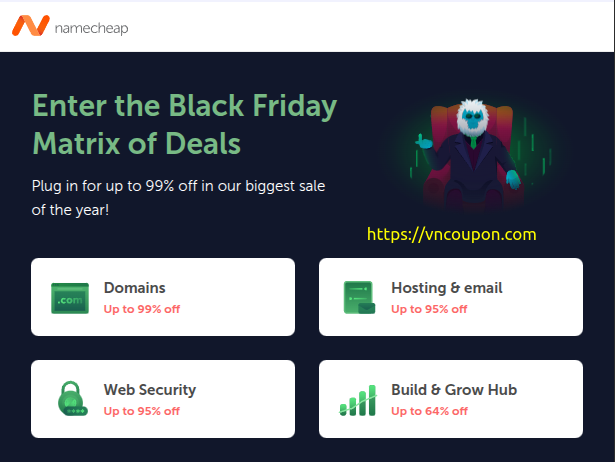 [黑色星期五 2025] Namecheap – Save 最高99% on 域名 & Hosting